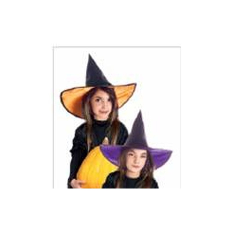 CAPPELLO CONO STREGA NERO CON TESA SATIN COL ASS EAN  INGROSSO CAPPELLI E CERCHIETTI HALLOWEEN