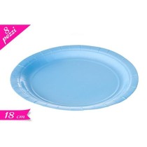 INGROSSO SET 8 PIATTI CARTA AZZURRO 18CM