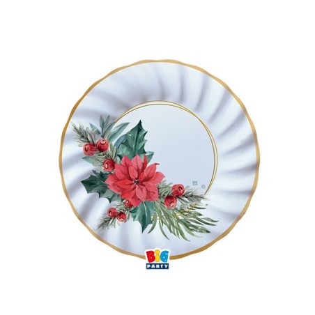 PIATTI CM.20 PZ.8 CHIC POINSETTIA EAN 8020834754551 INGROSSO PIATTI NATALIZI