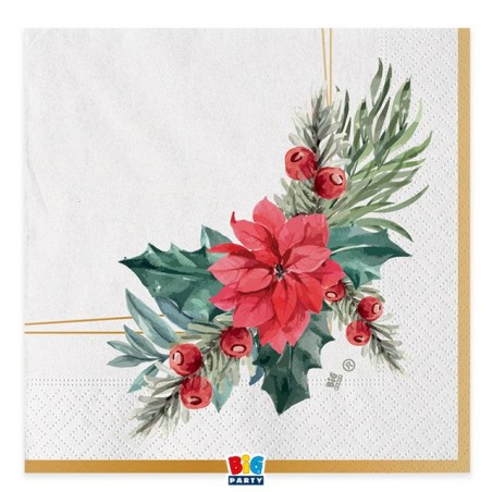 TOVAGLIOLI 33X33 PZ.20 CHIC POINSETTIA EAN 8020834754575 INGROSSO TOVAGLIOLI NATALIZI