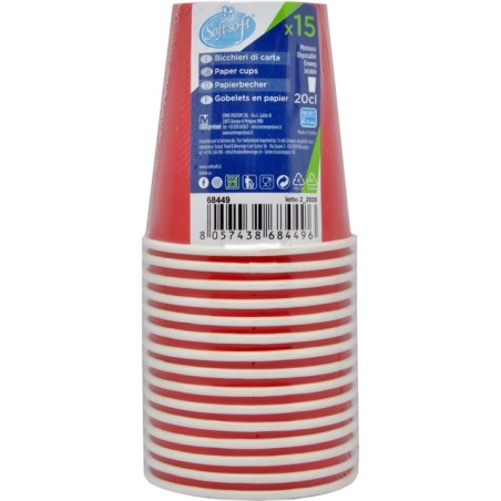 INGROSSO BICCHIERI CARTA RICICL. 20CL. 15PZ ROSSO