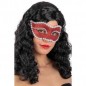 MASCHERA PLAST. C/GLITTER ROSSI E STRASS IN BUSTA C/CAV. EAN 8004761012878 INGROSSO MASCHERE DI CARNEVALE