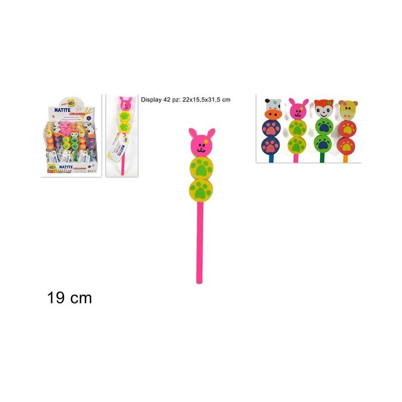 MATITE C/GOMMA ANIMALI EAN 8027501384868 INGROSSO MATITE DA DISEGNO