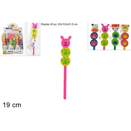 MATITE C/GOMMA ANIMALI EAN 8027501384868 INGROSSO MATITE DA DISEGNO
