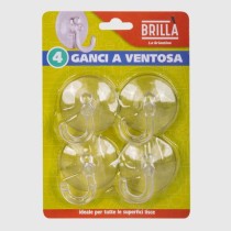 INGROSSO GANCIO A VENTOSA TRASPARENTI 4 PZ