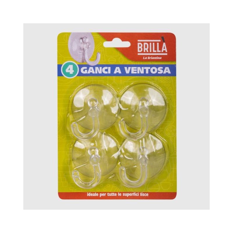 GANCIO A VENTOSA TRASPARENTI 4 PZ EAN 8000061058417 INGROSSO VITI E CHIODI