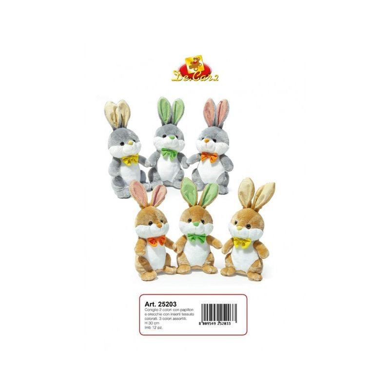 CONIGLIO H30CM C/PAPILLON 2COL. ASS. EAN  INGROSSO PELUCHE PASQUALI