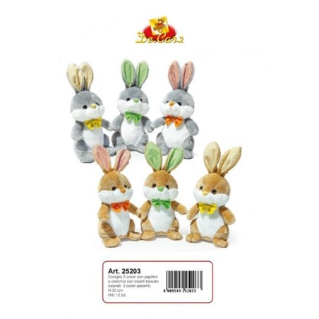 CONIGLIO H30CM C/PAPILLON 2COL. ASS. EAN  INGROSSO PELUCHE PASQUALI