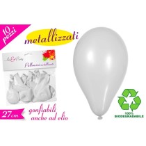 INGROSSO PALLONCINO METALLIZATO BIANCO 10PZ