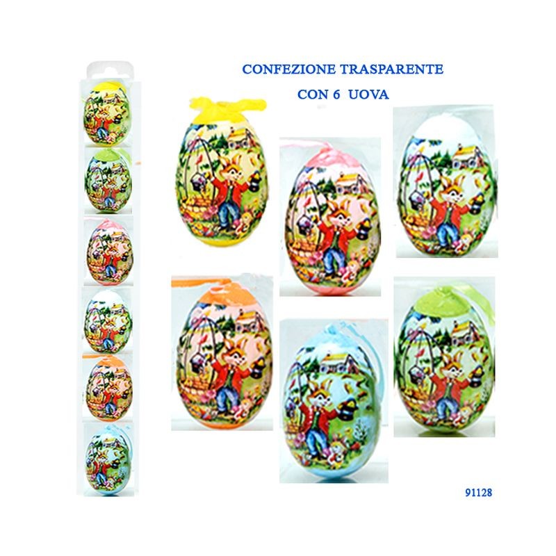 CONF. TRASP. 6 UOVA DECORATE ASS. EAN  INGROSSO DECORAZIONI PER PASQUA