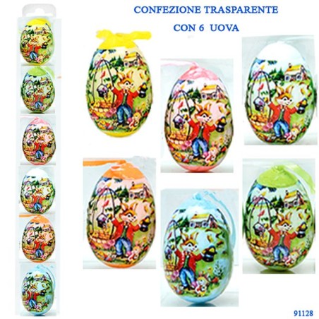 CONF. TRASP. 6 UOVA DECORATE ASS. EAN  INGROSSO DECORAZIONI PER PASQUA