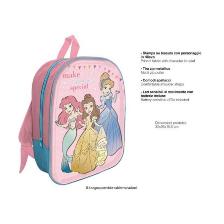 ZAINO LED 3D PRINCESS EAN 8032780947376 INGROSSO ZAINI SCUOLA