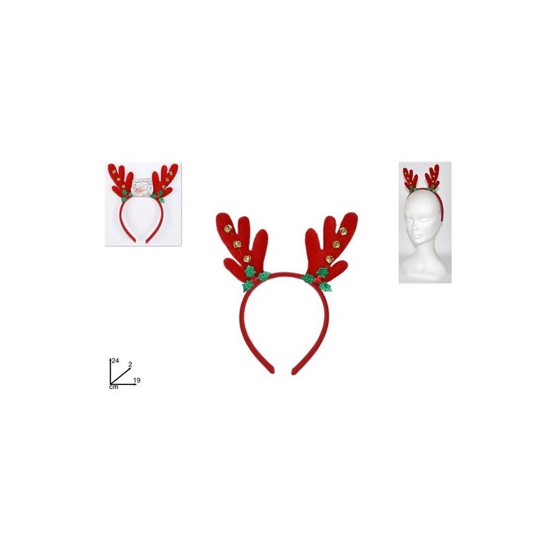 CERCHIETTO CORNA RENNA C/CAMPANELLINI EAN 8033113722134 INGROSSO CAPPELLI NATALIZI