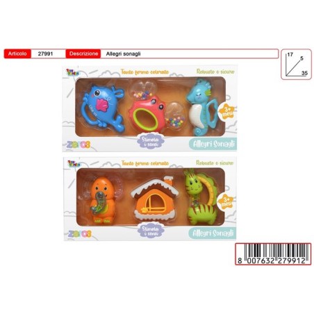 ZERO3 SONAGLI ANIMALI EAN  INGROSSO GIOCHI PRIMA INFANZIA