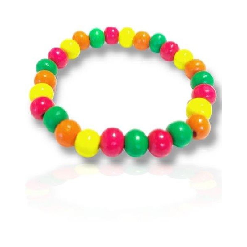 BRACCIALE PALLINE LEGNO FLUO COLOR EAN 08040367 INGROSSO COLLANE E BRACCIALI