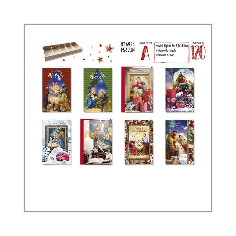 BIGLIETTI NATALE 8,5X13,5 NT.6954 C.120 EAN 8001608369546 INGROSSO BIGLIETTI NATALIZI