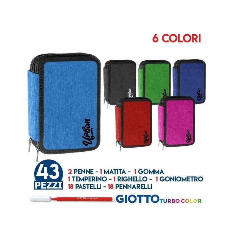 ASTUCCIO TRIPLO 18+18 URBAN 6 COLORI EAN 8023650998192 INGROSSO ASTUCCI SCUOLA