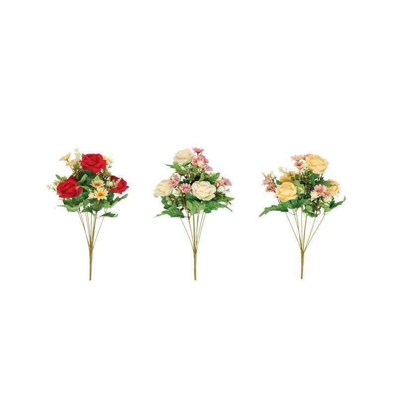 BOUQUET ROSE+MARGHER. 15F CM.52 EAN 802178585606 INGROSSO FIORI FINTI D'ARREDO