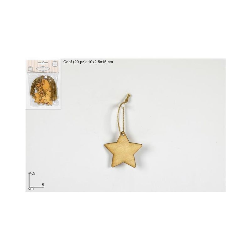 APPENDINI LEGNO STELLE 20PZ EAN 8033113875878 INGROSSO APPENDINI NATALIZI