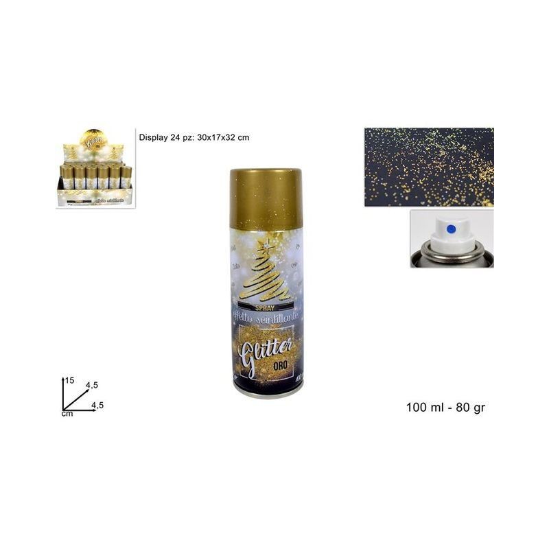 BOMBOLETTA GLITTER ORO 100ML ( 80GR)XF01 EAN 8033113942365 INGROSSO BOMBOLETTE SPRAY NATALIZIE