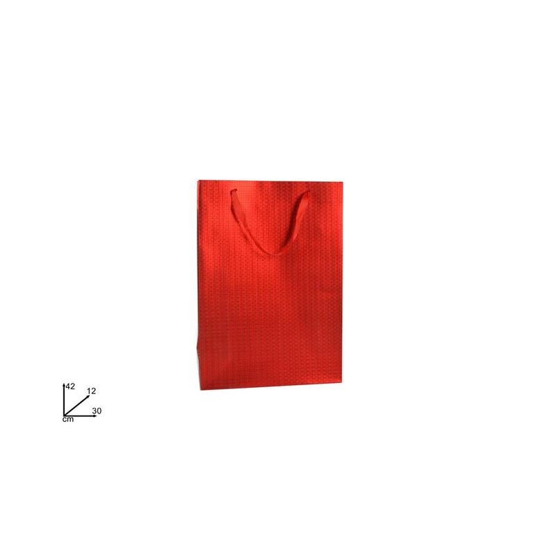 BUSTA REGALO SATINATA ROSSA CM42X30X12 EAN 8053482145273 INGROSSO SACCHETTI E SHOPPER NATALIZI