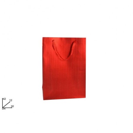 BUSTA REGALO SATINATA ROSSA CM42X30X12 EAN 8053482145273 INGROSSO SACCHETTI E SHOPPER NATALIZI