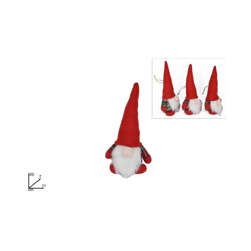 BABBO NATALE NORDICO 20CM SCOZZESE 3ASS.