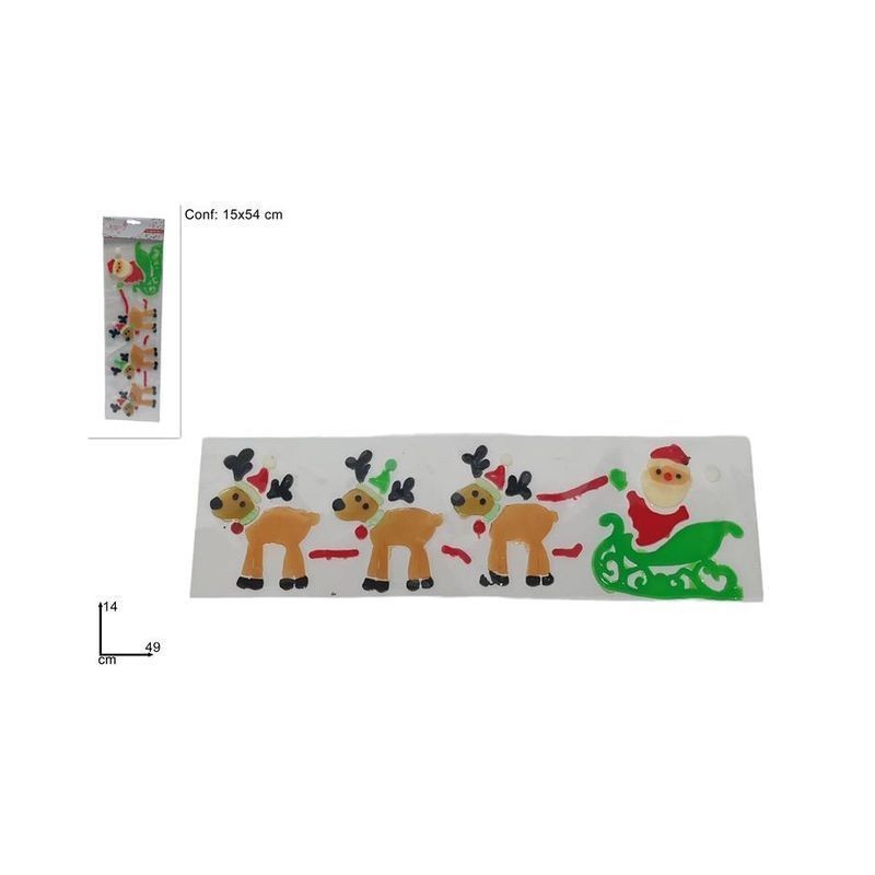 RENNE C/SLITTA BABBO NATALE WYC-15287 EAN 8053482038834 INGROSSO VETROFANIE