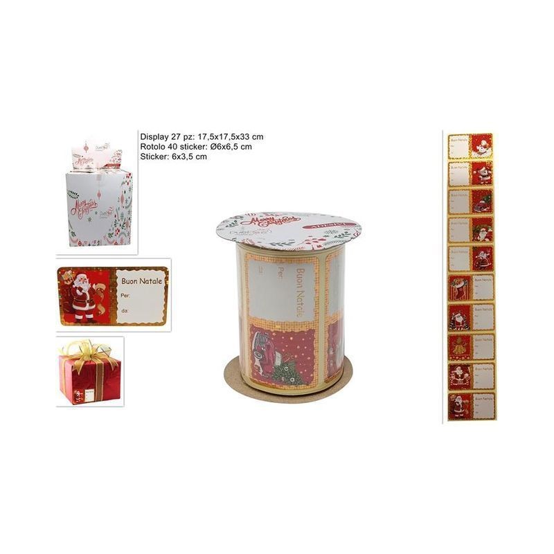 ROTOLO STICKER PZ.50 AUGURI EAN 8033113073014 INGROSSO BIGLIETTI NATALIZI