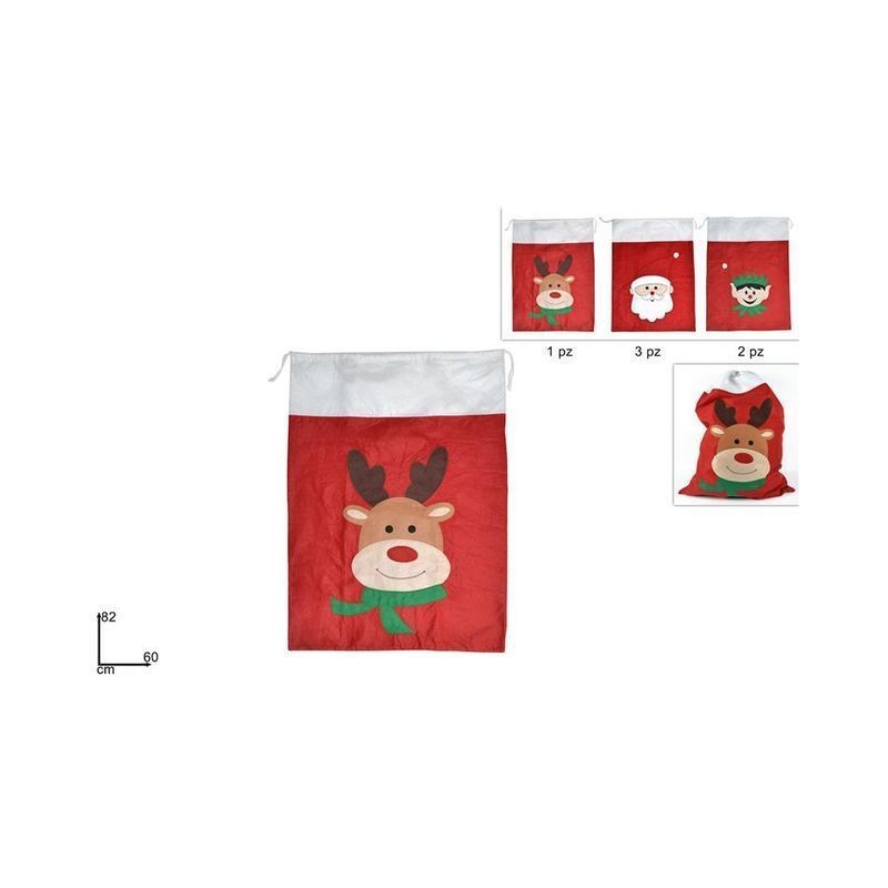SACCO FELTRO NATALIZIO 82X60CM 3ASS EAN 8053482093666 INGROSSO COSTUME BABBO NATALE ADULTI