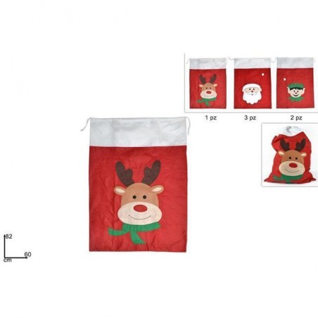 SACCO FELTRO NATALIZIO 82X60CM 3ASS EAN 8053482093666 INGROSSO COSTUME BABBO NATALE ADULTI