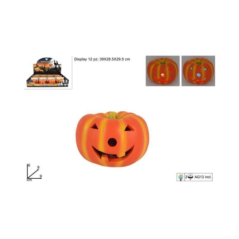 ZUCCA HALLOWEEN 9CM C/LUCE BATT. EAN 8033113918162 INGROSSO DECORAZIONI HALLOWEEN