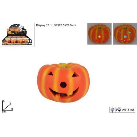 ZUCCA HALLOWEEN 9CM C/LUCE BATT. EAN 8033113918162 INGROSSO DECORAZIONI HALLOWEEN