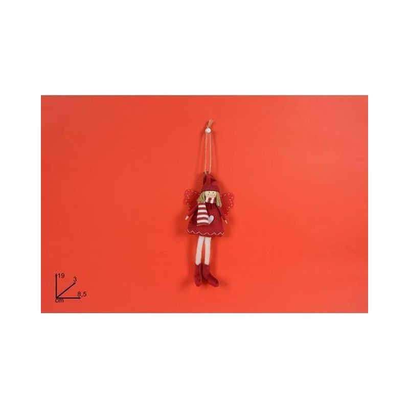 APPENDINO ANGELO IN VELLUTO ROSSO EAN 8033113985775 INGROSSO APPENDINI NATALIZI
