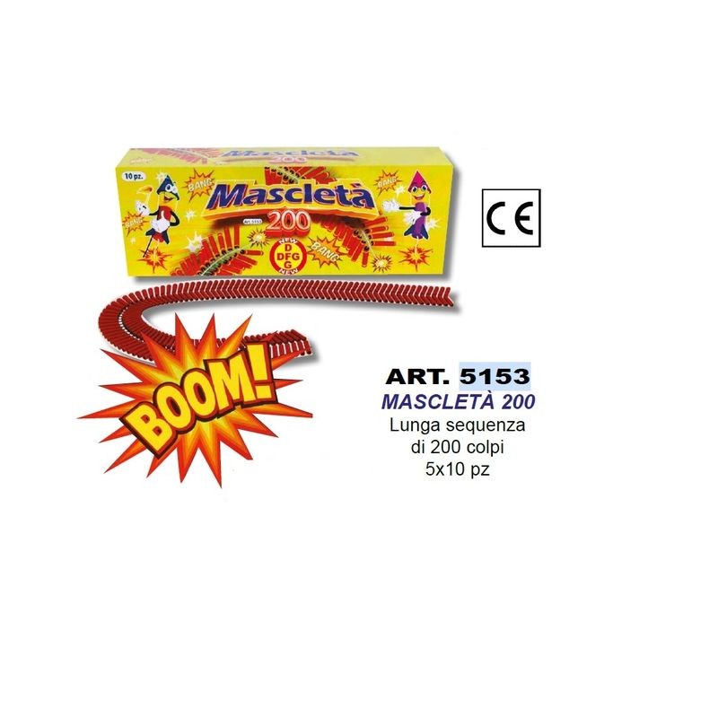 MITRAGLIA MASCLETA' COLPI 200 CONF 10 PZ EAN 6067072565688 INGROSSO PETARDI