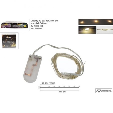 FILO 40MICRO LED BIANCO CALDO BATT. EAN 8053482092782 INGROSSO LUCI NATALIZIE