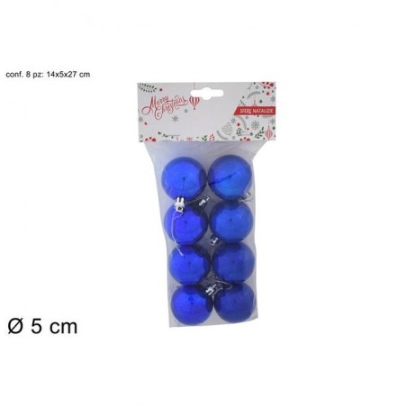CONF. 8 PALLINE 50 LUCIDE/OPACHE BLU EAN 8027501186837 INGROSSO PALLINE DI NATALE E PUNTALI