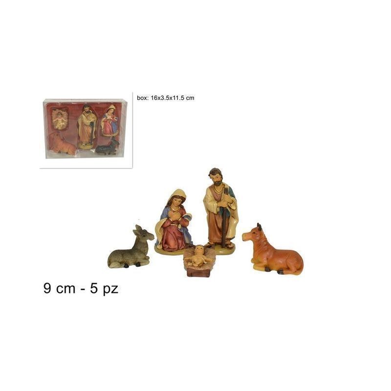 NATIVITA 9CM SET 5PZ IN BOX PVC EAN 8033113483998 INGROSSO PERSONAGGI PER IL PRESEPE E ANIMALI