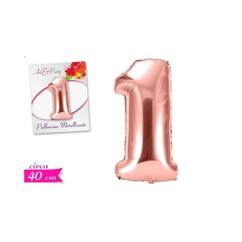 PALLONCINO NUMERO 1 40CM ROSA EAN 8055329254728 INGROSSO PALLONCINI COMPLEANNO