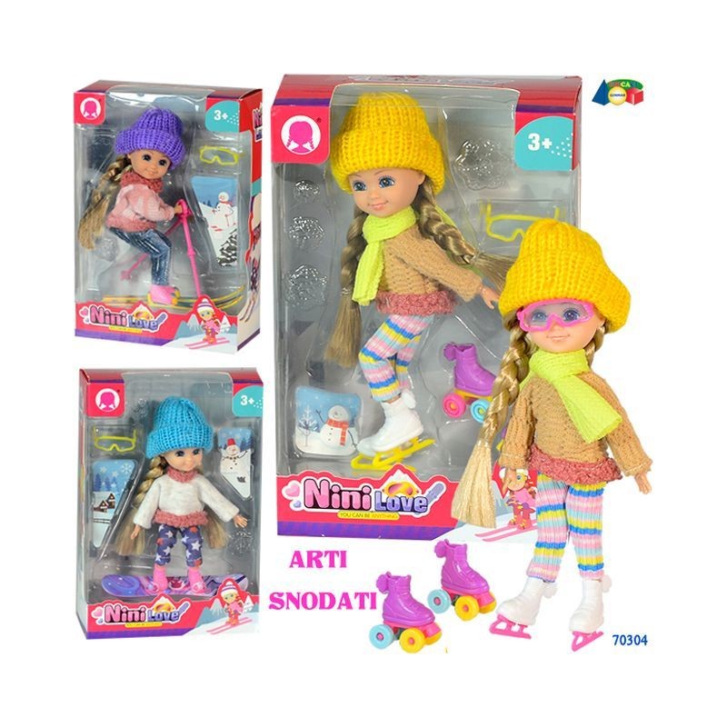 BAMBOLA C/ SCI O PATTINI O SNOWBOAARD EAN 8057438020874 INGROSSO BAMBOLE ECONOMICHE