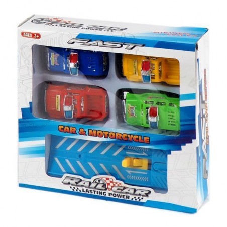 CONFEZIONE 4 MACCHINE RAIL CAR (23X22) EAN 8021029950703 INGROSSO MODELLINI AUTO