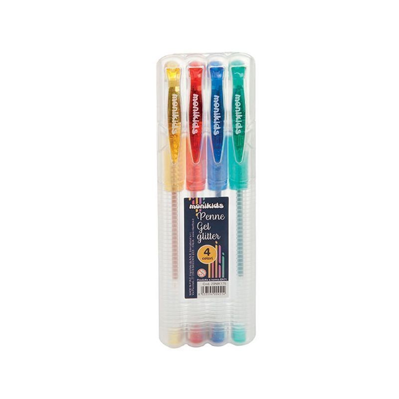 PENNE GEL 4 PZ GLITTER EAN 8033594004514 INGROSSO PENNE PER LA SCUOLA