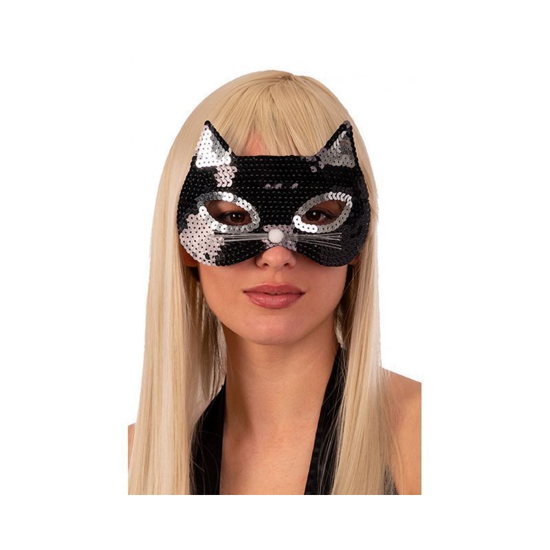 MASCHERA GATTINA NERA IN PLASTICA C/PAIL EAN  INGROSSO MASCHERE DI CARNEVALE