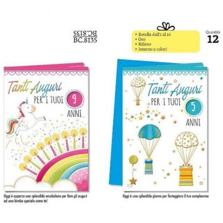 BIGLIETTI COMPLEANNO ROTEL. BC.8135 C.12 EAN 8001608381357 INGROSSO BIGLIETTI COMPLEANNO