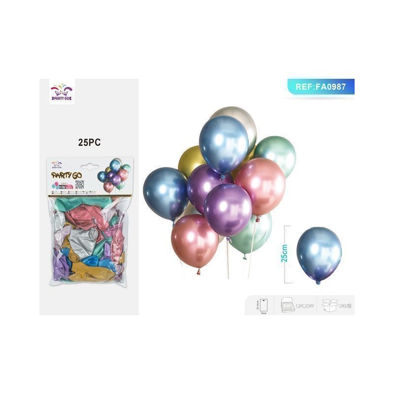 PALLONCINO METALIZZ. MISTO 1.8G 25CM 25P EAN 8058617613870 INGROSSO PALLONCINI COMPLEANNO