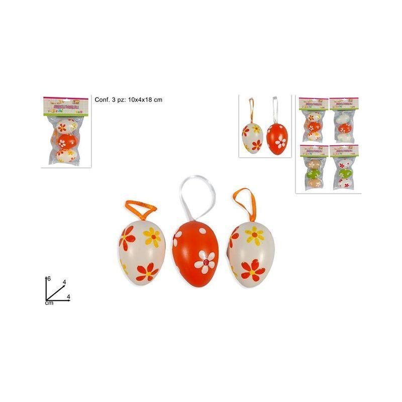 APPENDINI UOVA CM.6 3PZ FIORI ASS EAN 8053482161754 INGROSSO DECORAZIONI PER PASQUA