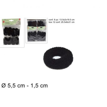 ELASTICO PER CAPELLI SET 8PZ 1,5CM NERO EAN 8034048477014 INGROSSO ELASTICI E FASCE PER CAPELLI
