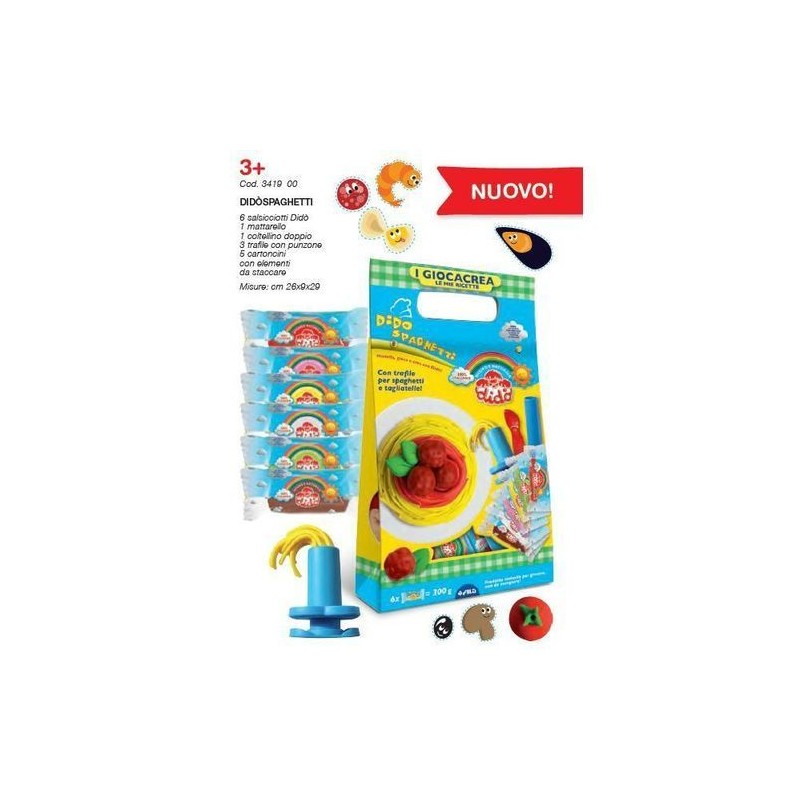 DIDO' GIOCACREA LE MIE RICETTE SPAGHETTI 3+ANNI - 26X9X29CM - FILA EAN 8000144341900 INGROSSO PASTA PER MODELLARE DIDO
