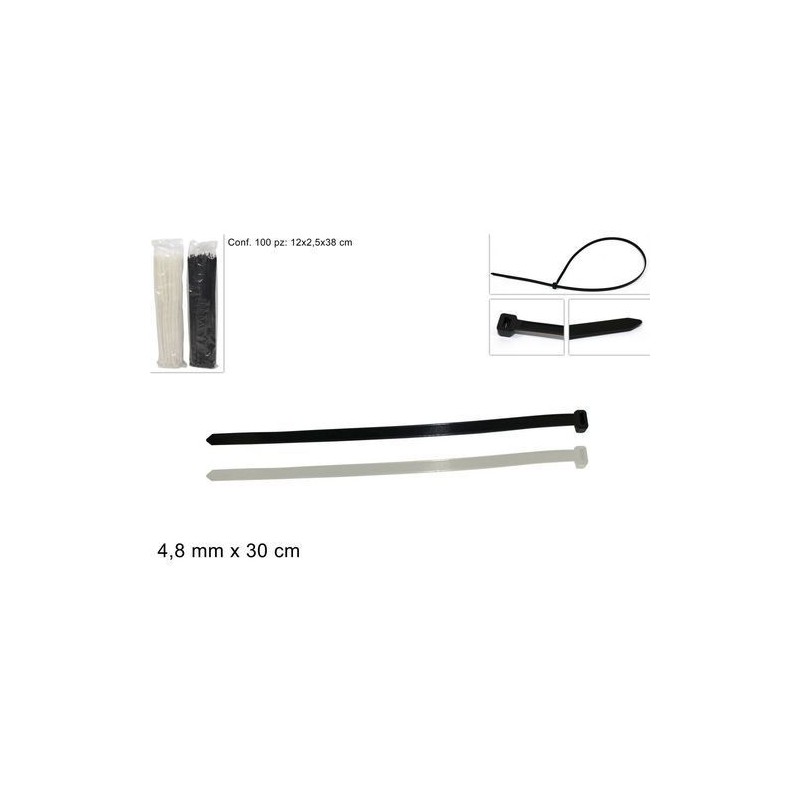 FASCETTE 4.8MMX30CM 100PZ 2 COL. EAN 8034048302910 INGROSSO CORDE E FASCETTE