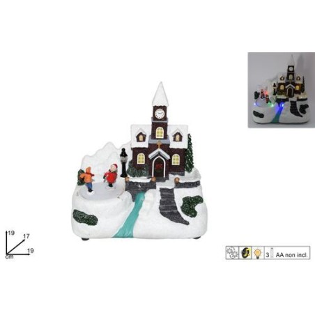 INGROSSO GIOSTRINA SCENARIO CHIESA C/BIMBI C/LUCI MOV SUONO